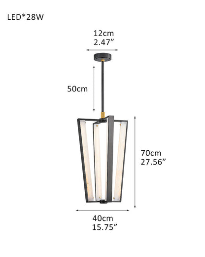 Aged Brass/Black LED Arm Edgemere Cage Collection Linear Pendants Light 16"