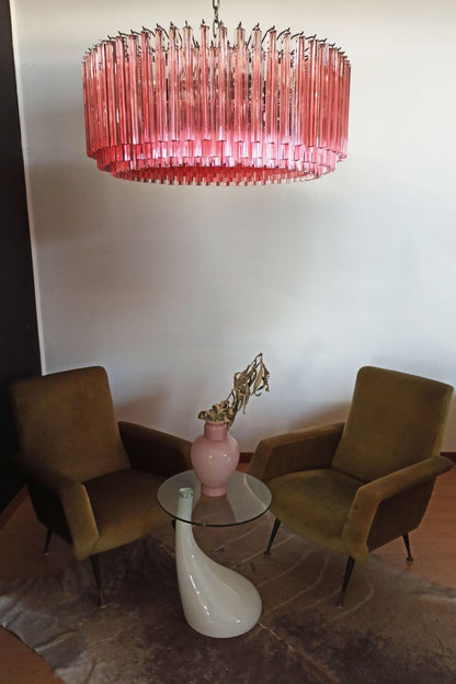 Large pink Art Triedri glass prism chandelier - view 4 | morylighting