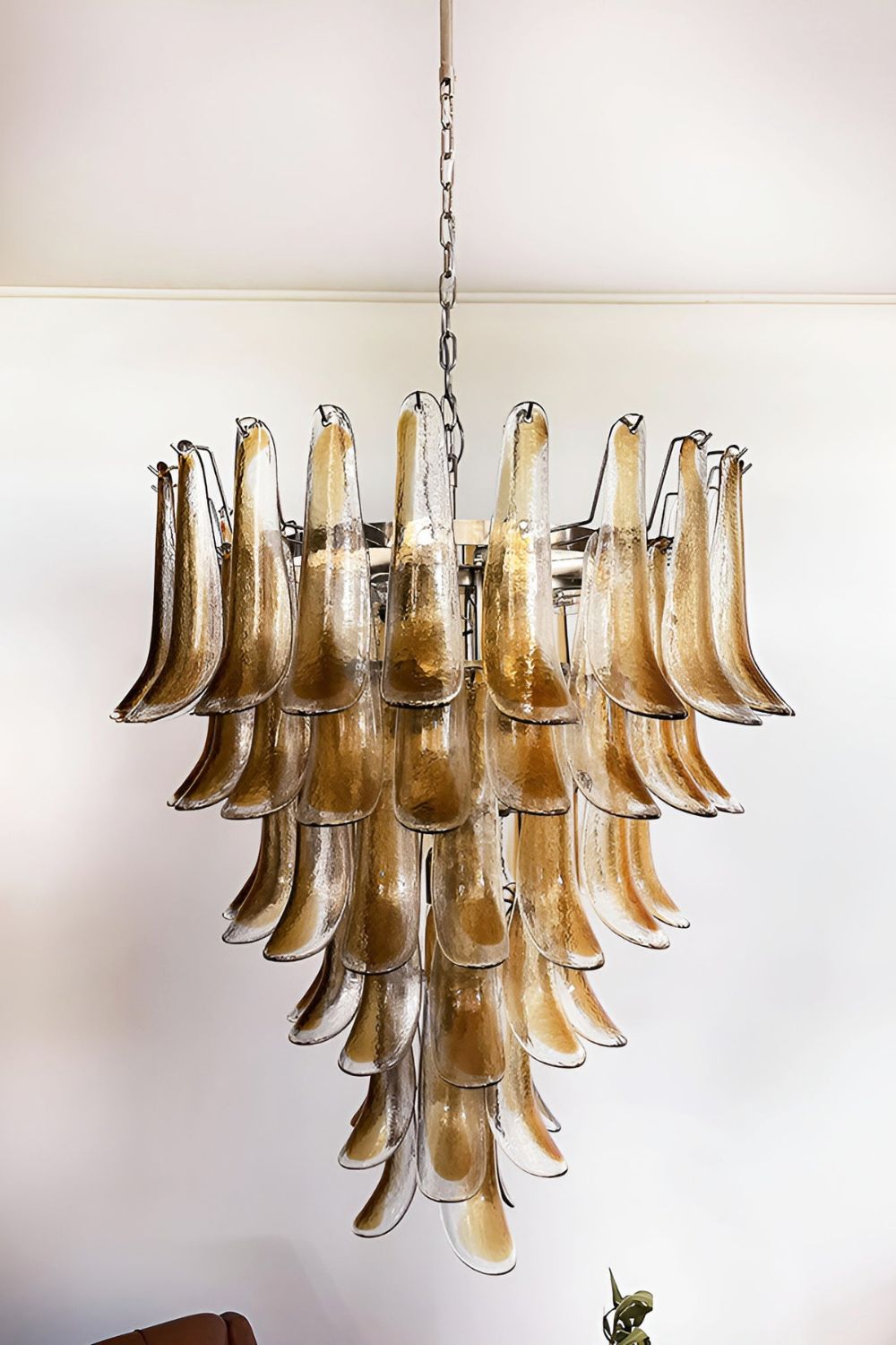 Amber Art Glass Petal Cascade Chandelier - view 9 | morylighting