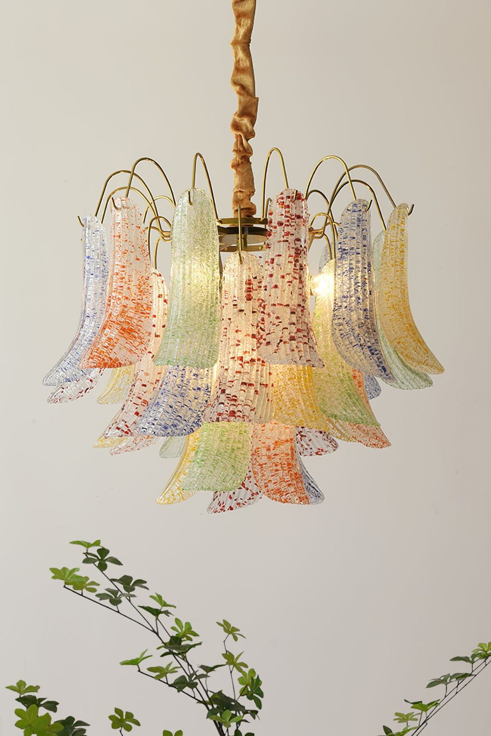 Mazzega Art Petal Stained Glass Chandelier - view 2 | morylighting