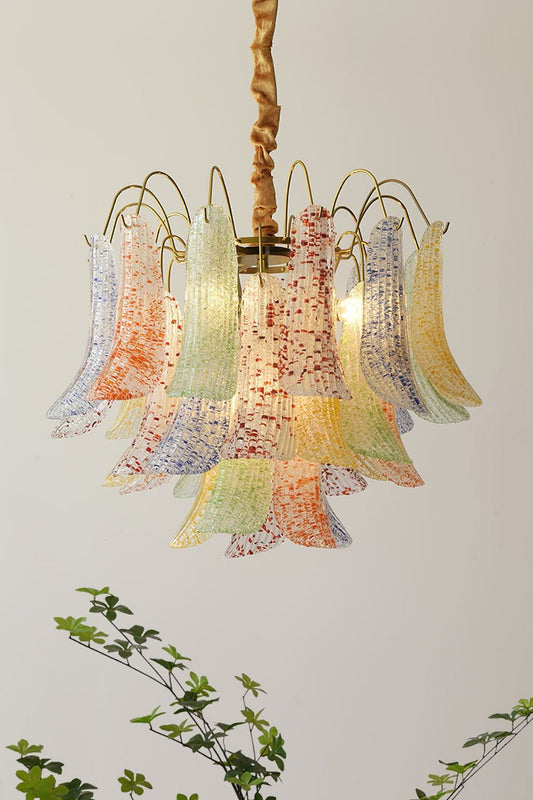 Mazzega Art Petal Stained Glass Chandelier - view 2 | morylighting