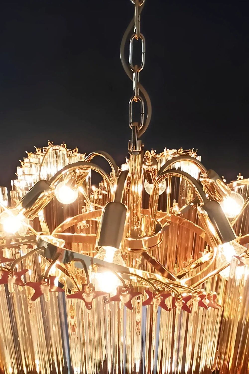 Shaded Amber Art Crystal Prism Chandelier - view 14 | morylighting