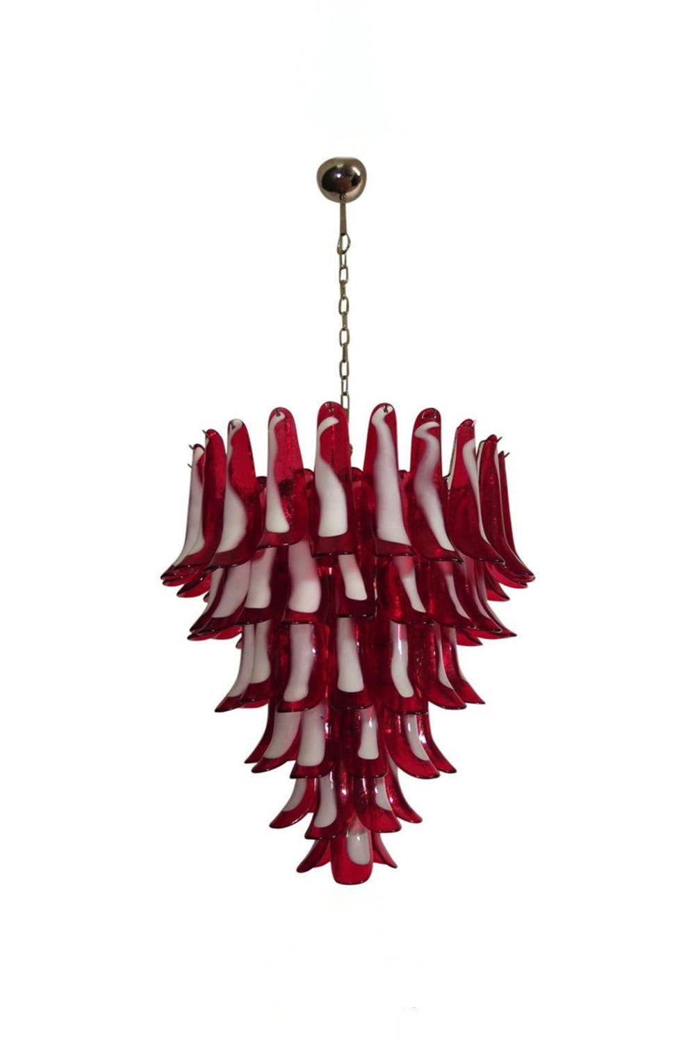 Mid-Century Red Art Glass Petal Chandelier | morylighting