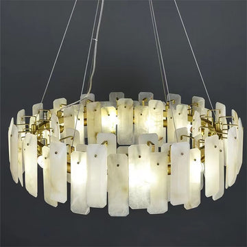 Alabaster Flake Round Chandelier 20" 23" 31" 39''D - morylighting