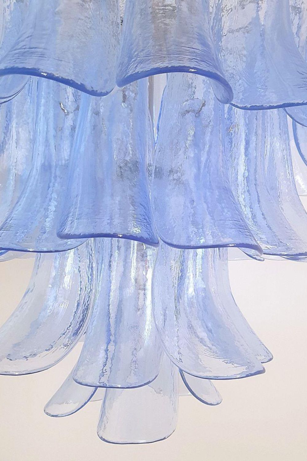 Vintage 1980s Blue Art Glass Petal Chandelier - view 10 | morylighting