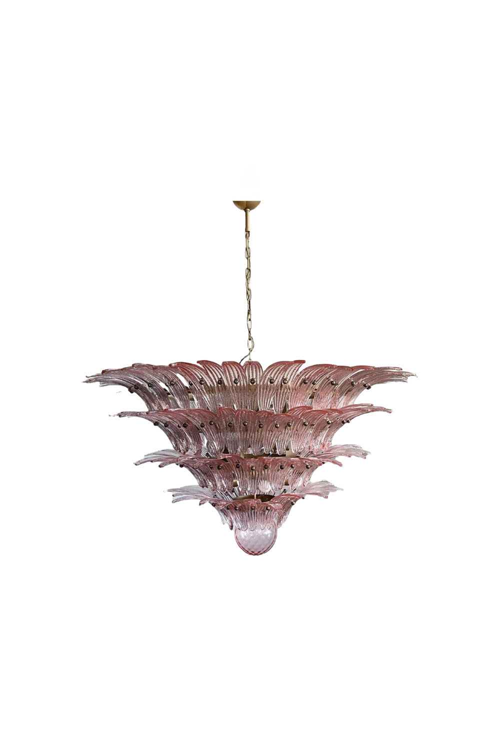 Art Four-tier pink glass palm leaf chandelier | morylighting