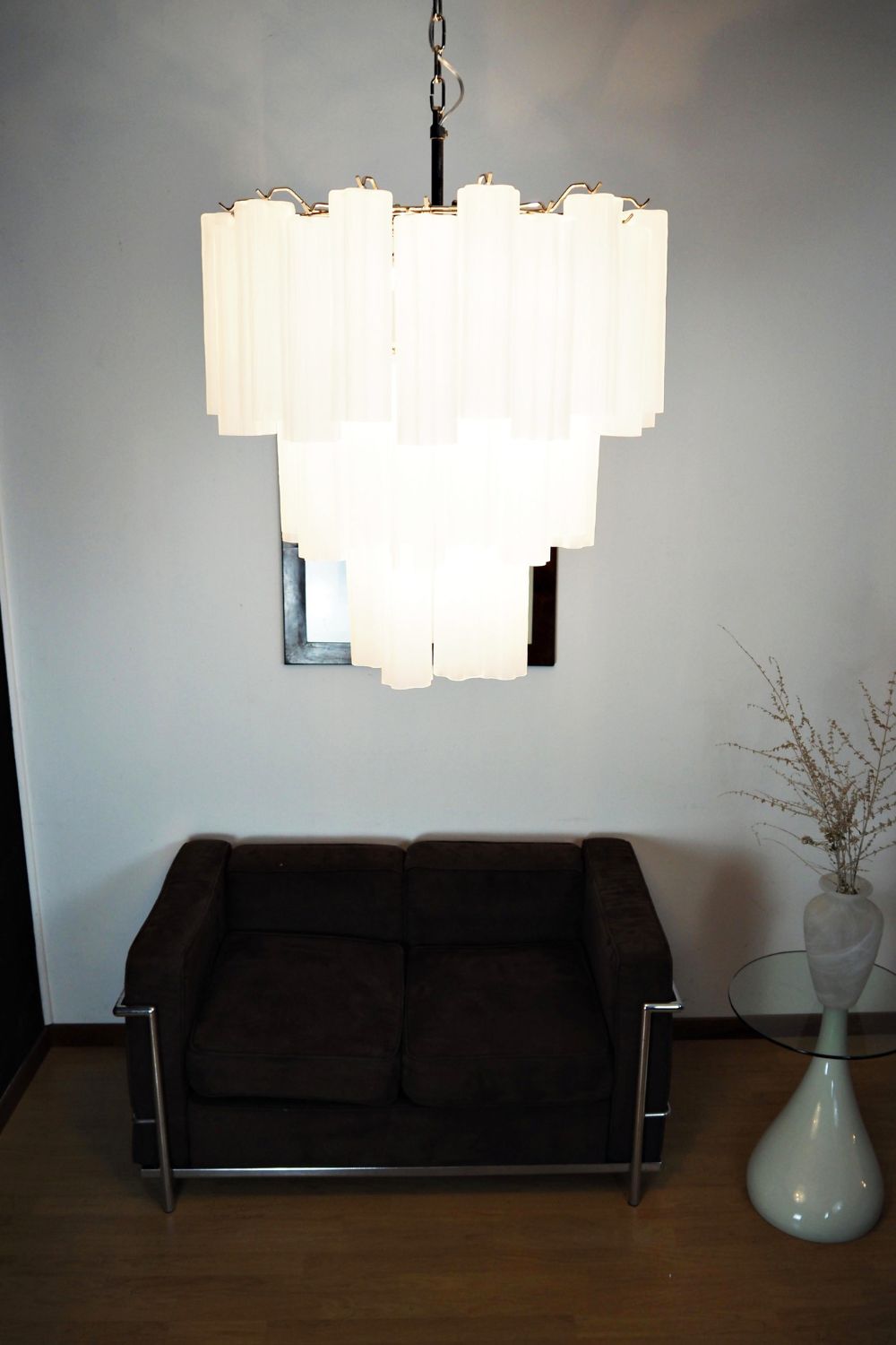 Three-tier Art frosted white glass chandelier - view 5 | morylighting