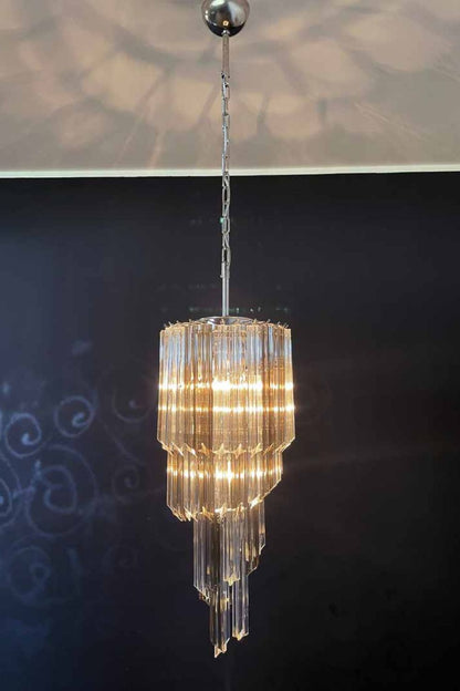 Vintage Smoked Art Glass Prism Spiral Chandelier - view 2 | morylighting