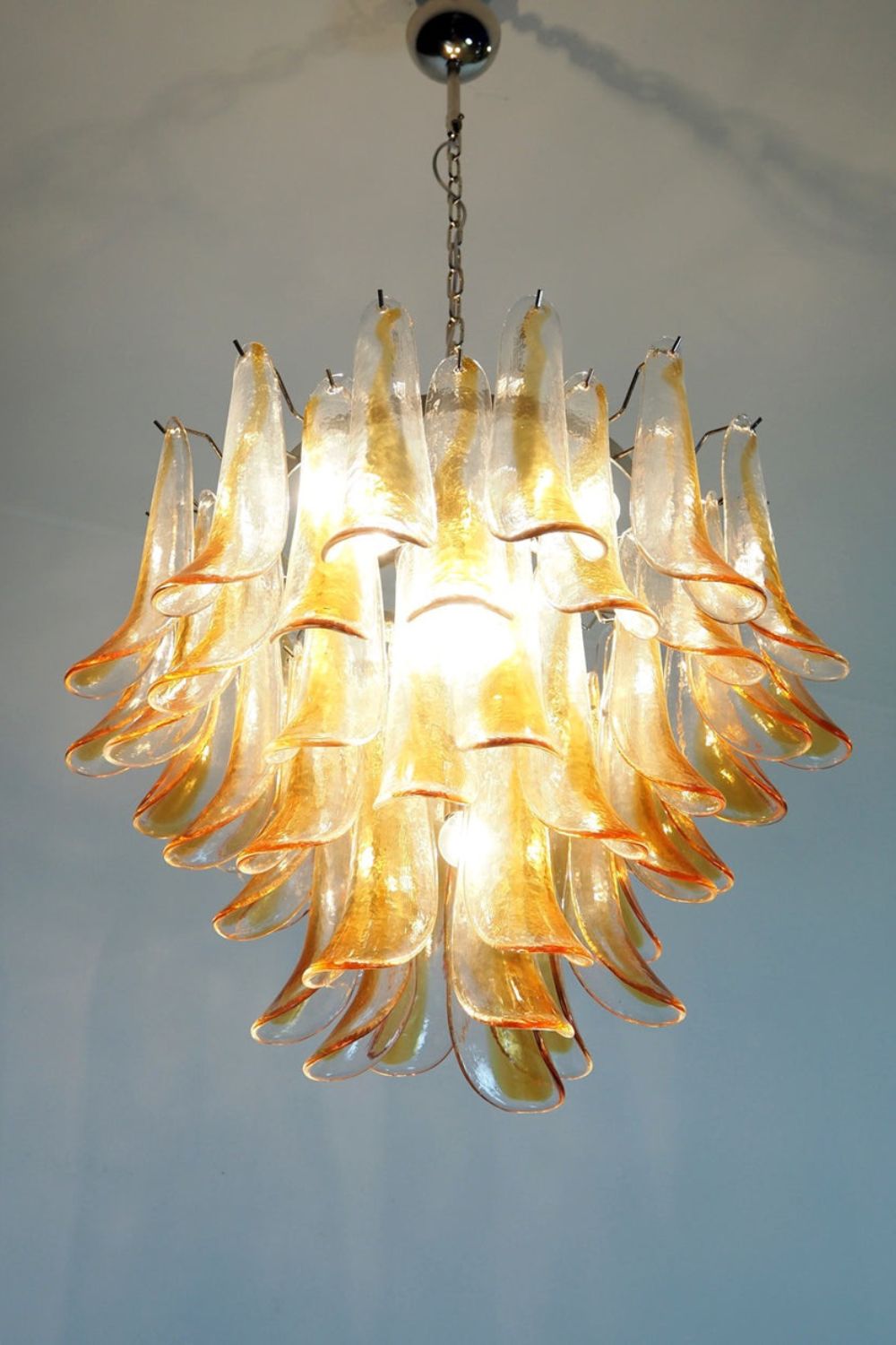 Mazzega Amber Glass Petal Chandelier - view 3 | morylighting