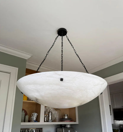Enormous 36 Ø Flush Mount / Pendant with Stunning Full Moon-Like Alabaster Shade