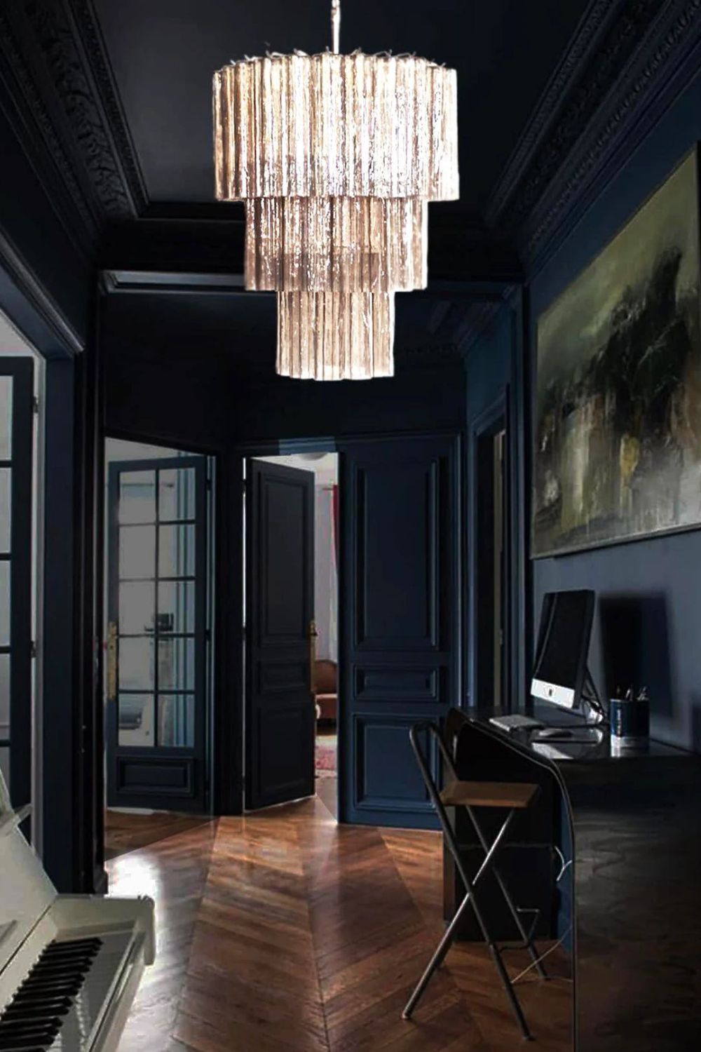 Art Smoked Glass Tube Chandelier - view 4 | morylighting