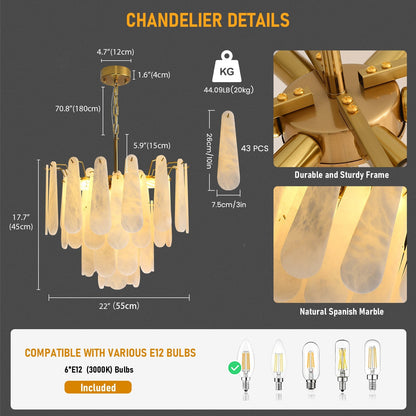 $5000+ Purchase Gift | Alabaster Chandelier 22"