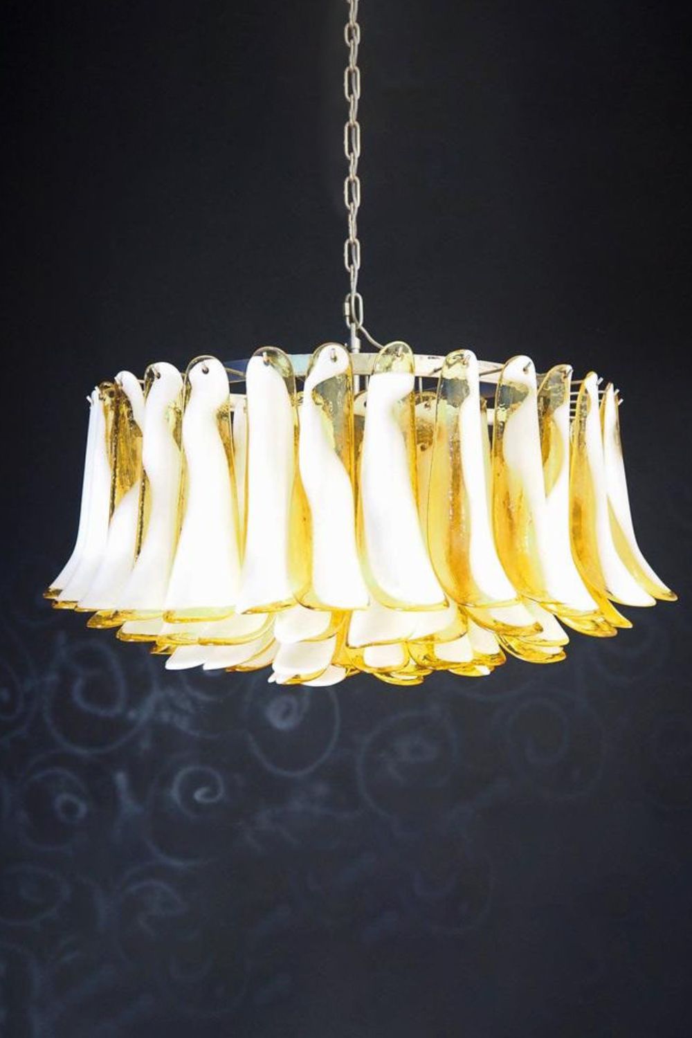 Amber Art Glass Petal Chandelier - view 7 | morylighting