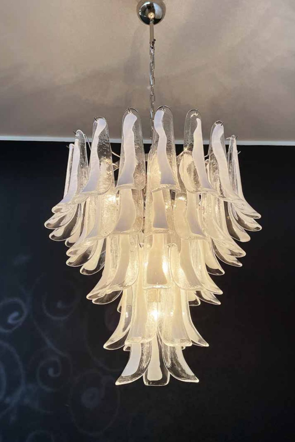 Clear Art Glass Petal Chandelier - view 3 | morylighting