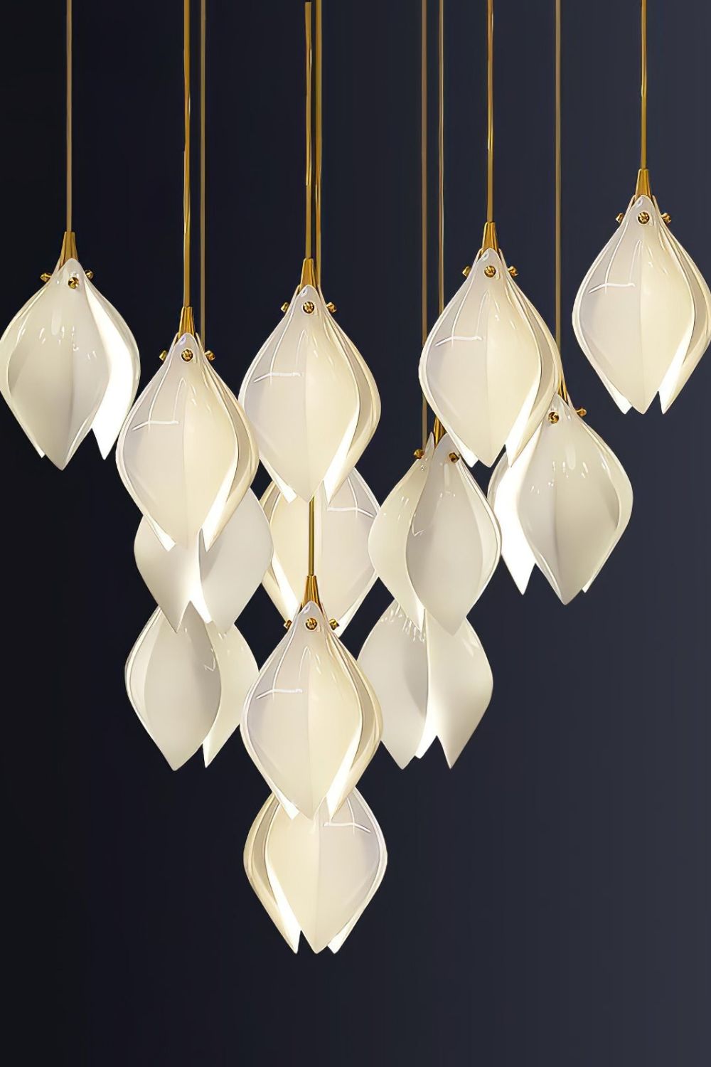 Gold Stem Ceramic Flower Chandelier - view 19 | morylighting