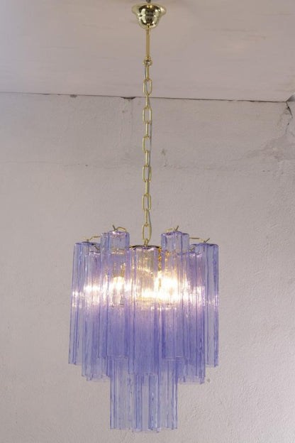 Vintage Art Blue-Purple Glass Tube Chandelier - view 2 | morylighting