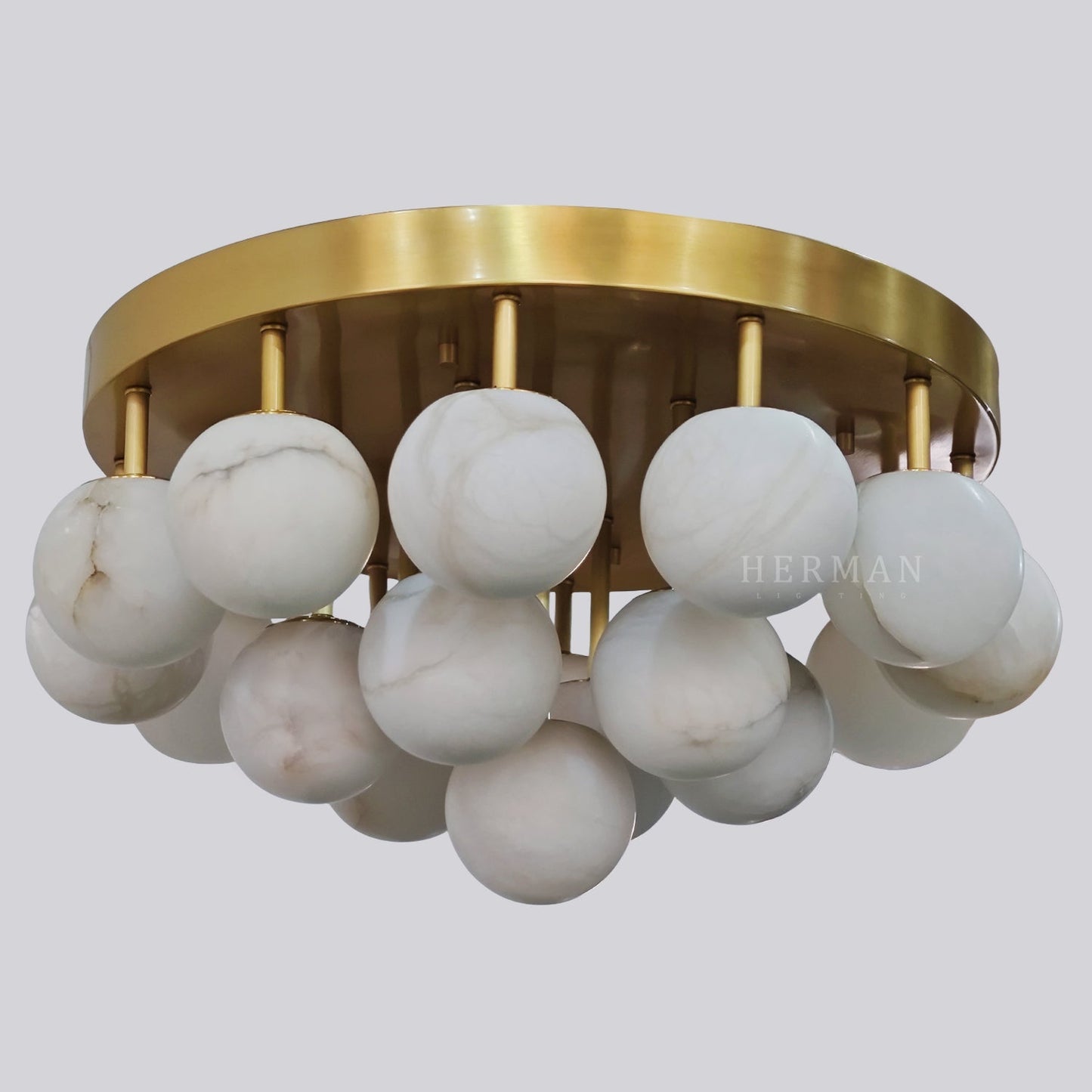 Alabaster Semi Flush Mount with Etched Opal Marble Shades