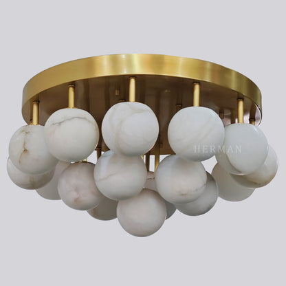 Alabaster Semi Flush Mount with Etched Opal Marble Shades