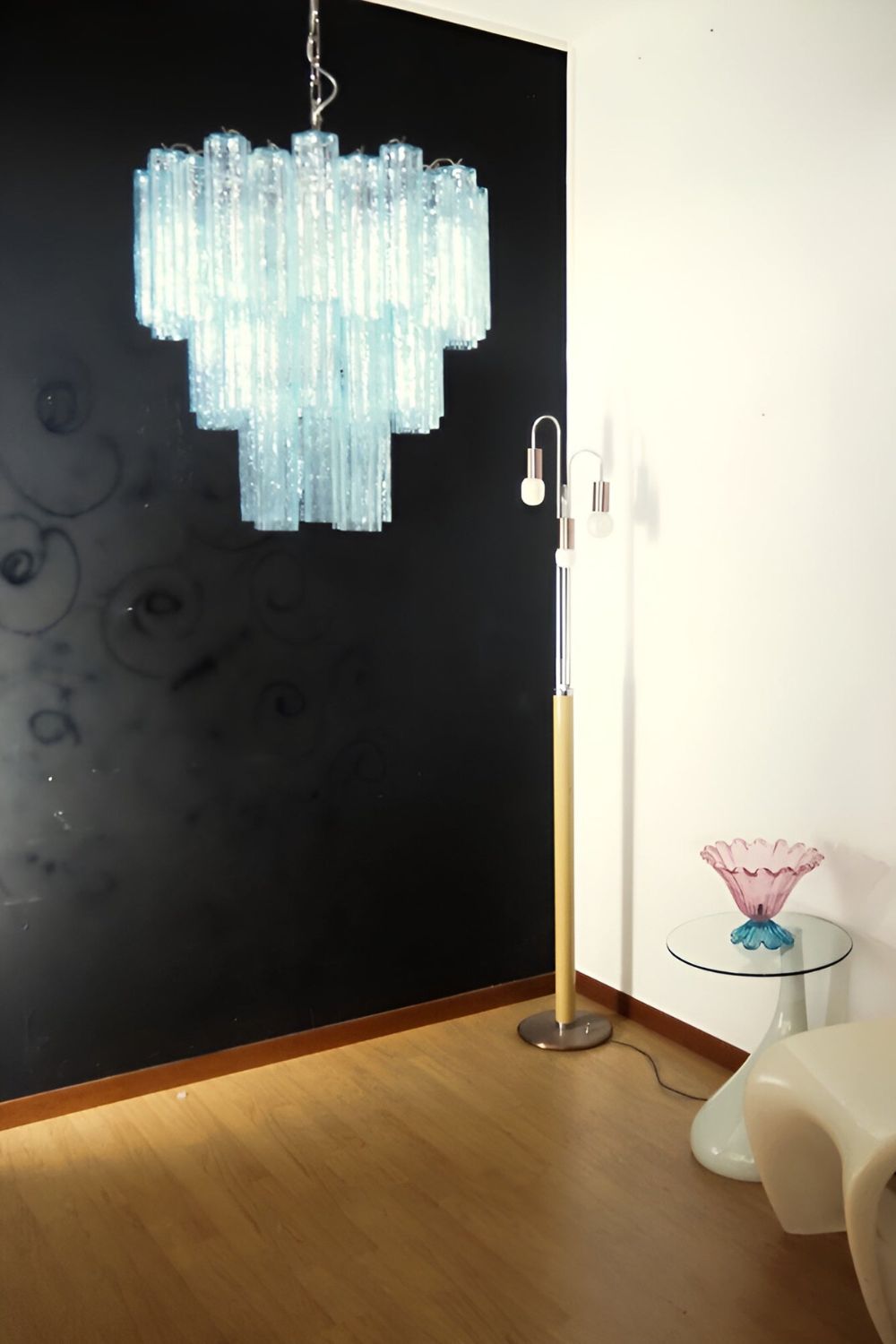 Three-tier Art Venetian blue glass chandelier - view 4 | morylighting
