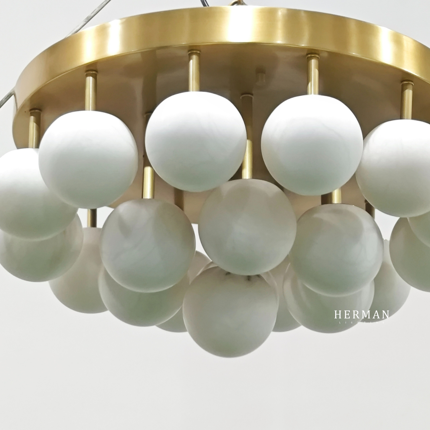 Alabaster Semi Flush Mount with Etched Opal Marble Shades