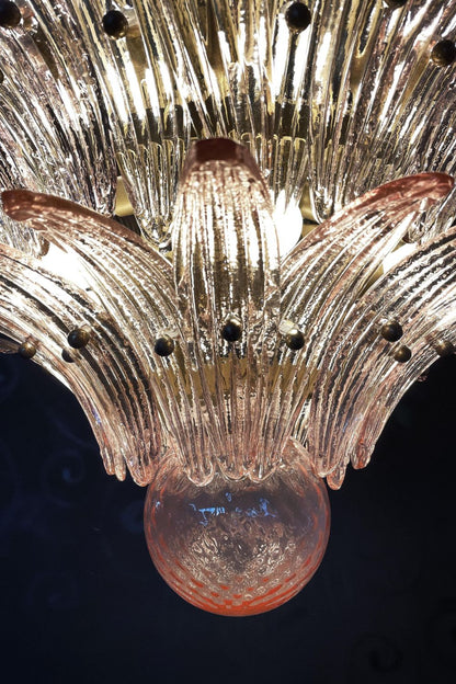 Art Four-tier pink glass palm leaf chandelier - view 13 | morylighting