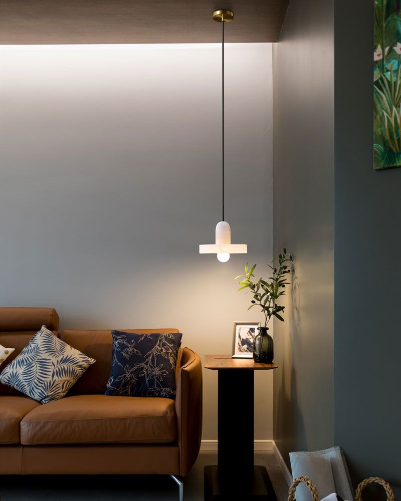 White Alabaster Kitchen Island Pendant Lamp
