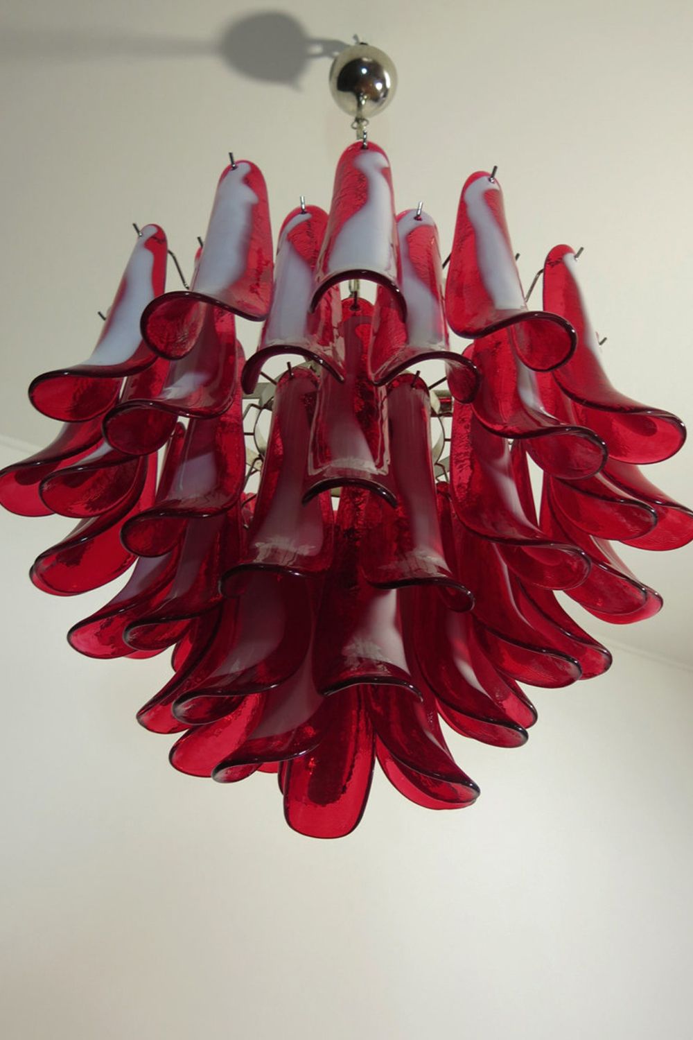Red Art Glass Petal Chandelier - view 3 | morylighting