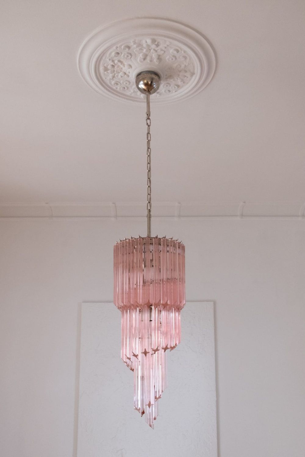 Pink Art Glass Prism Spiral Chandelier - view 3 | morylighting