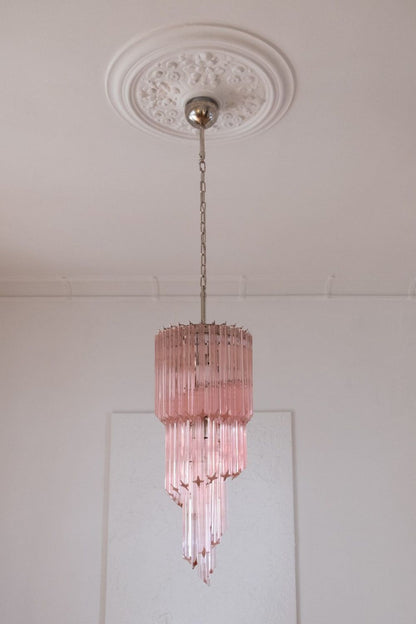 Pink Art Glass Prism Spiral Chandelier - view 3 | morylighting