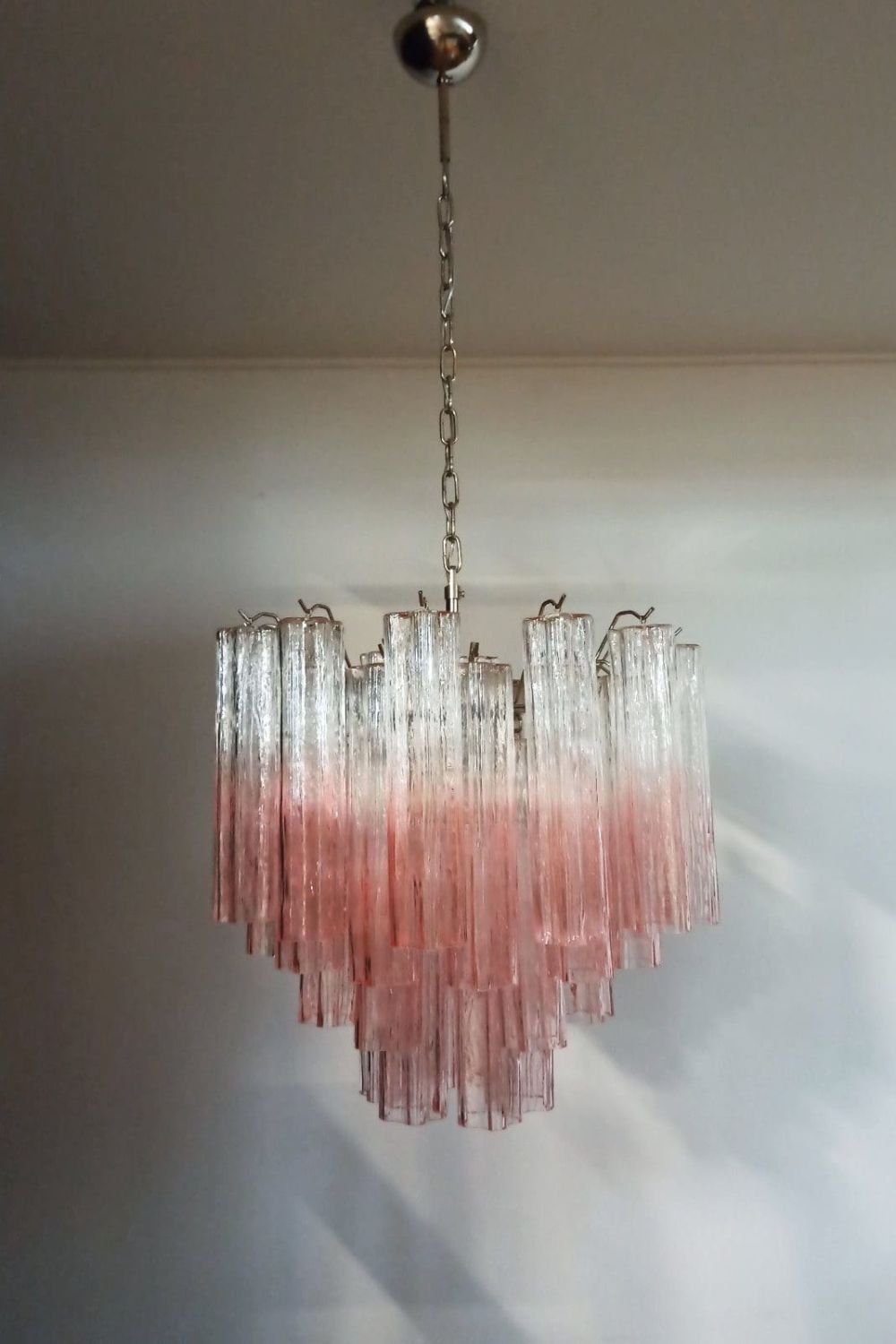 Pink Gradient Art Glass Tube Chandelier - view 2 | morylighting