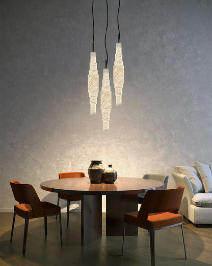 White Alabaster Cluster Pendant Lamp 3-lights for kitchen Island