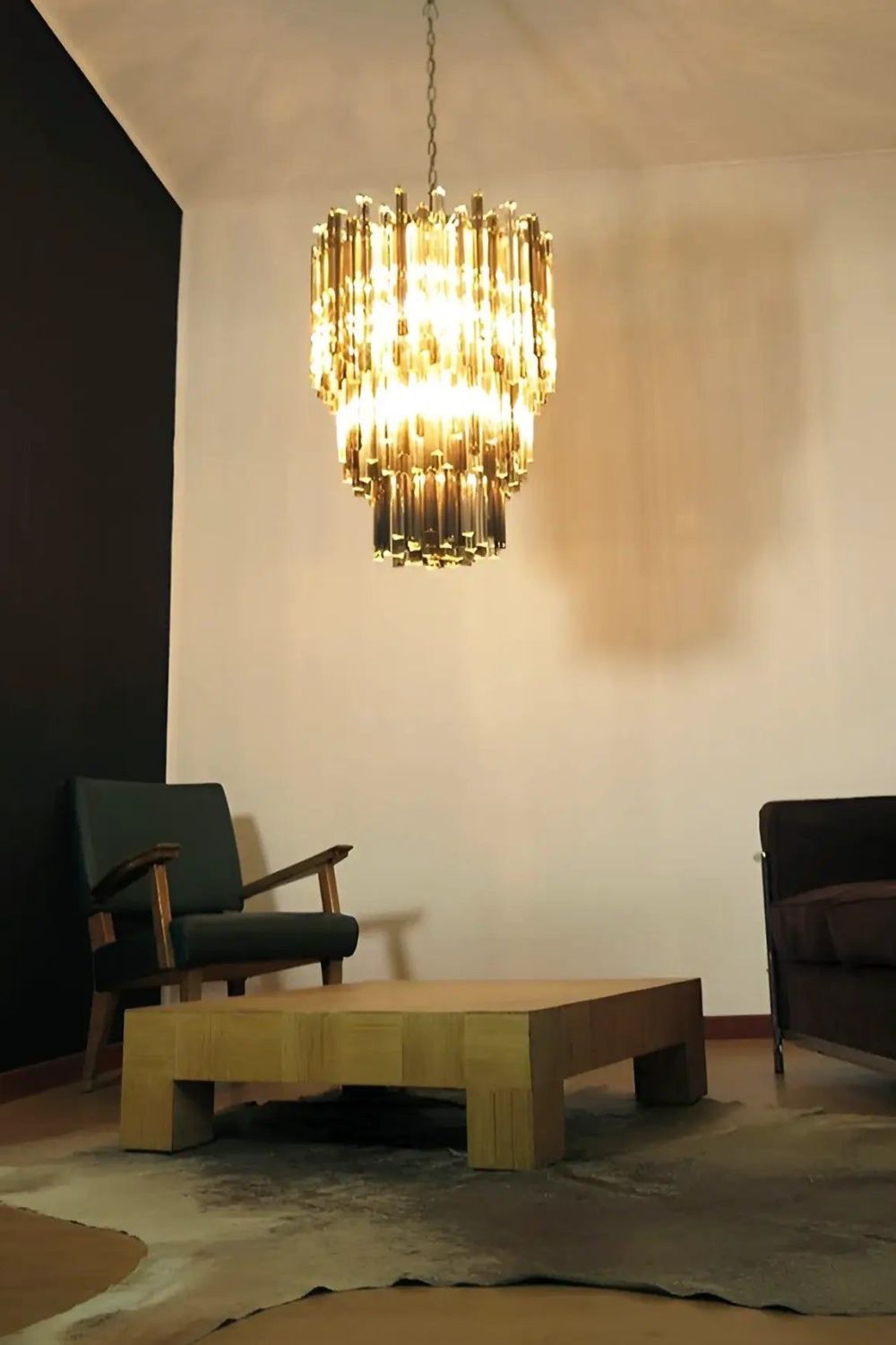 Smoked and Clear Art Glass Prism Chandelier - view 4 | morylighting