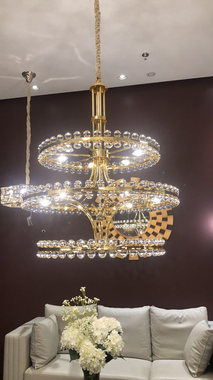 Modern 2/3 Ring Glass Ball Chandelier for Low-ceiling