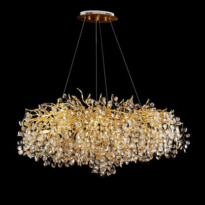 Rhy Crystal Quatre Oval Branch Penny Chandelier