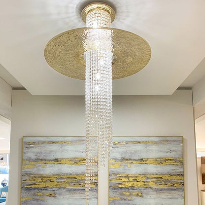 LA Angelina Flushmount Brass Crystal Pendant Chandelier