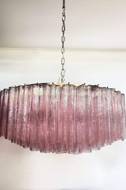 Pink Art Glass Tube Chandelier - view 11 | morylighting