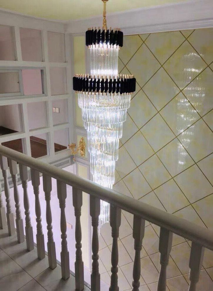 Morylighting Grand Spiral Crystal Foyer Chandelier - Background Shot