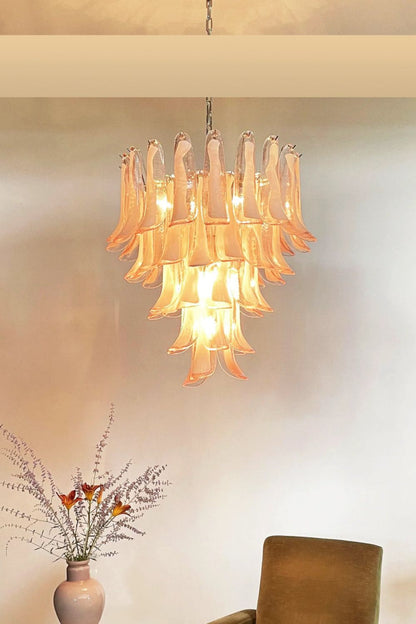 Art Blush Pink Glass Petal Chandelier - view 11 | morylighting