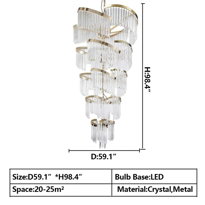 Morylighting Grand Tiered Spiral Crystal Chandelier - Background Shot