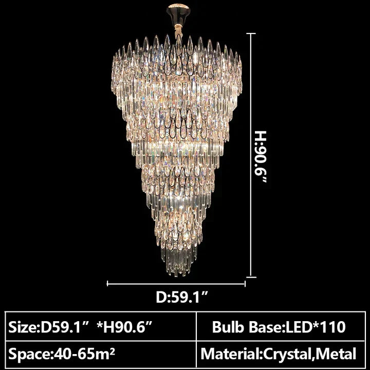 Morylighting Grand Tiered Crystal Raindrop Chandelier - Background Shot