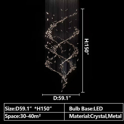 Morylighting Grand Lumina Double Spiral Crystal Chandelier - Background Shot