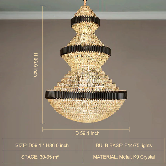Morylighting Grand Lumina Round Iron Crystal Chandelier - Background Shot