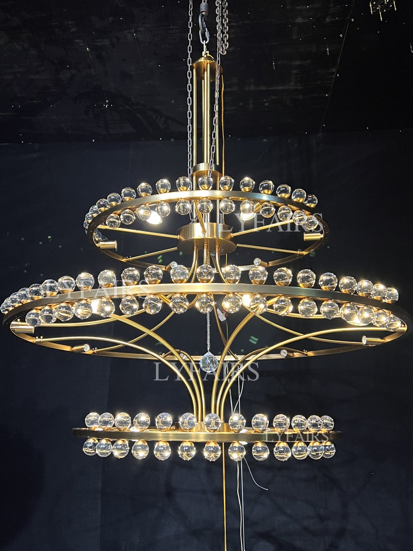 Modern 2/3 Ring Glass Ball Chandelier for Low-ceiling