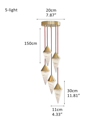 12 light Conical Cluster Minimalist Design Alabaster Pendant Light