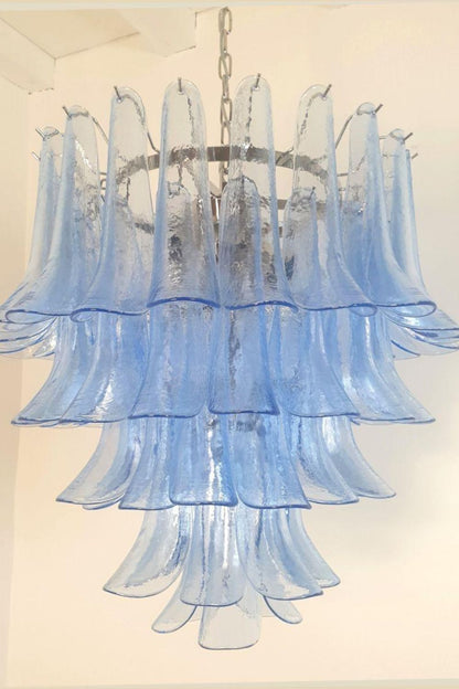 Vintage 1980s Blue Art Glass Petal Chandelier - view 5 | morylighting