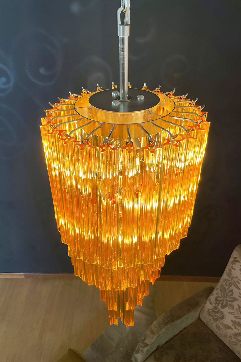 Amber Murano Glass Prism Spiral Chandelier - view 9 | morylighting