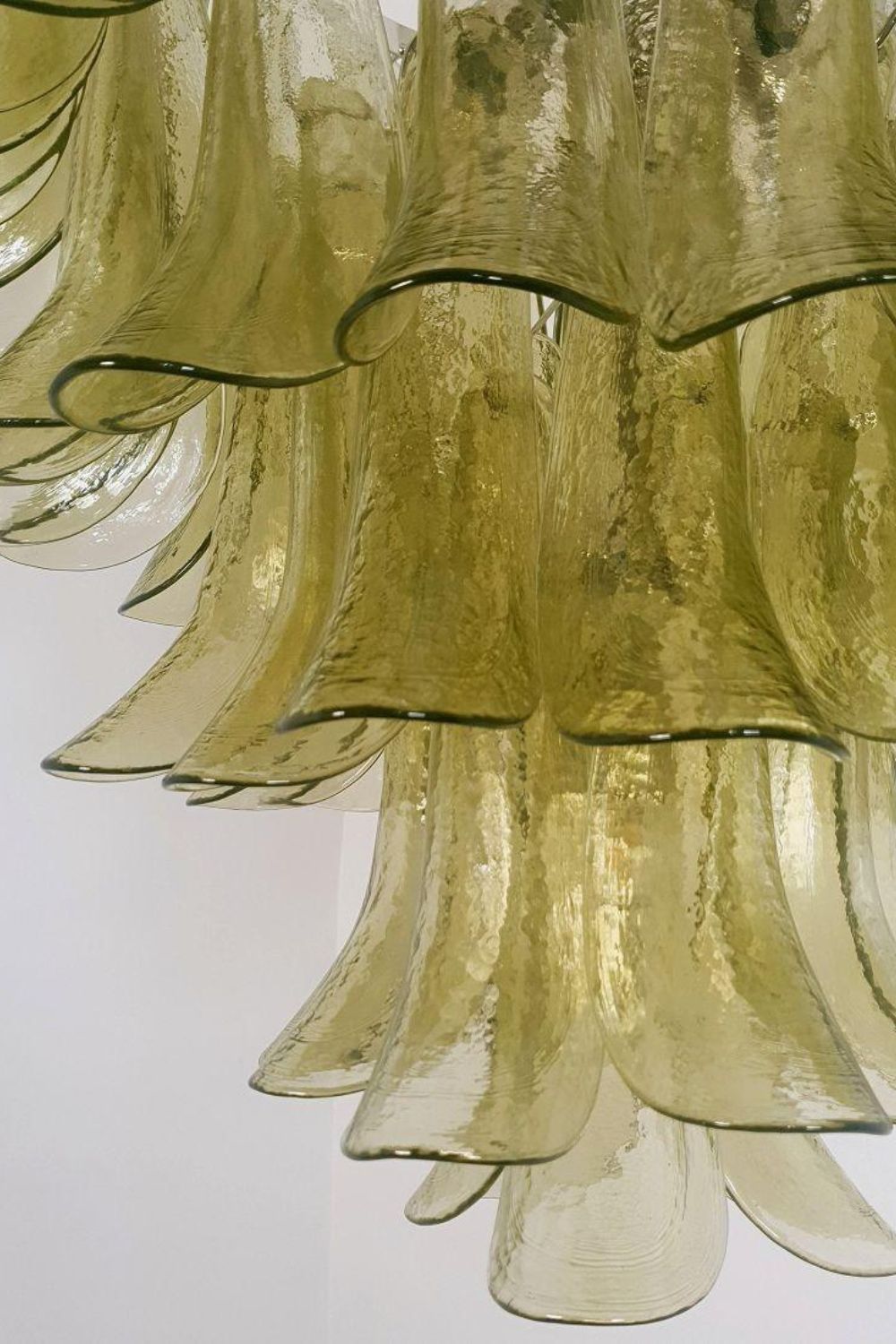 1970s Green Art Glass Petal Chandelier - view 9 | morylighting