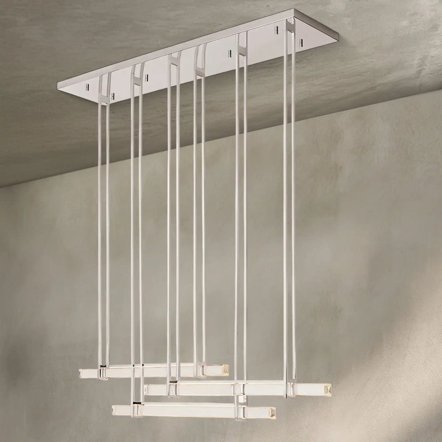 Auburn Crystal Triple Bar Linear Chandelier