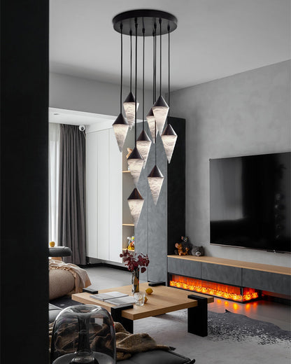 12 light Conical Cluster Minimalist Design Alabaster Pendant Light