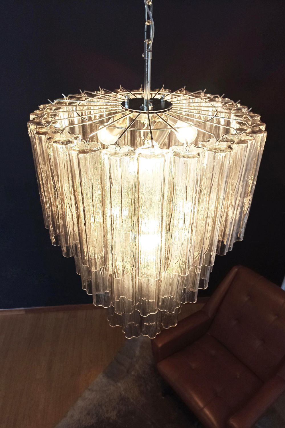 Art Smoked Glass Tube Chandelier - view 9 | morylighting